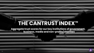 13
THE CANTRUST INDEX
Aggregate trust scores for our key institutions of government,
business, media and non-profits/charities
 