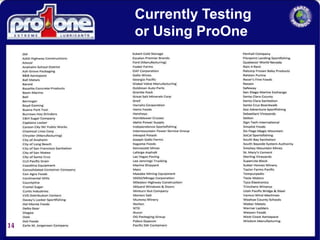 14
Currently Testing
or Using ProOne
 
