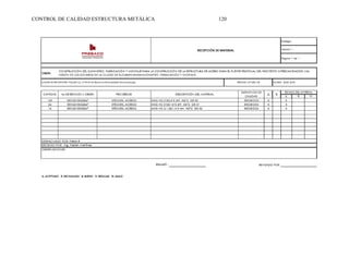 CONTROL DE CALIDAD ESTRUCTURA METÁLICA 120
 