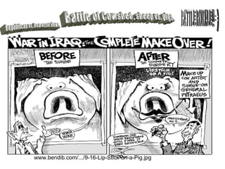 www.bendib.com/.../9-16-Lip-Stick-on-a-Pig.jpg Republican vs. Democrat views.  BATTLE ROYALE!! =) Battle of Cowshed, sheep vs. pigs. 