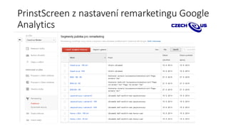 PrinstScreen z nastavení remarketingu Google
Analytics
 