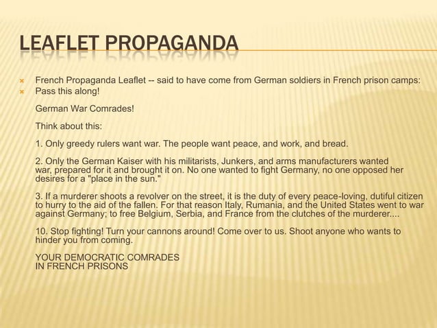 Propaganda power point | PPTX | Death, Injury, or Military Conflict ...