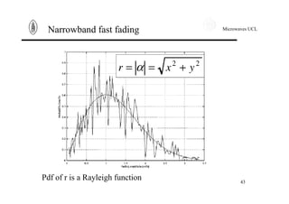 Microwaves UCL
43
Narrowband fast fading
Pdf of r is a Rayleigh function
 