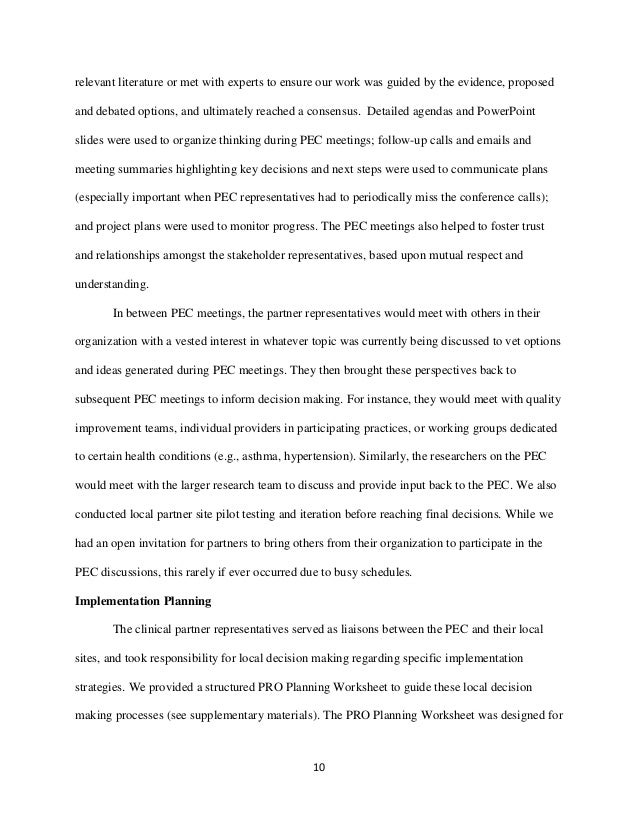 stakeholder engagement in a patient reported outcomes implementation law office memorandum sample