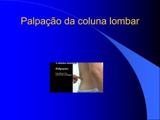 Palpação da coluna lombar
 