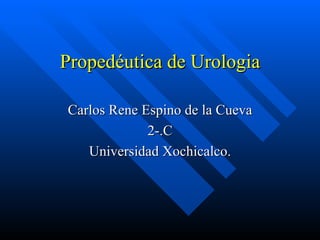Propedéutica de Urologia Carlos Rene Espino de la Cueva 2-.C Universidad Xochicalco. 