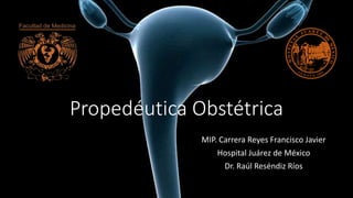 Propedéutica Obstétrica
MIP. Carrera Reyes Francisco Javier
Hospital Juárez de México
Dr. Raúl Reséndiz Ríos
 