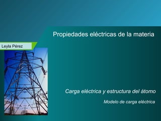 3º E.S.O.
Propiedades eléctricas de la materia
Carga eléctrica y estructura del átomo
Modelo de carga eléctrica
Leyla Pérez
 