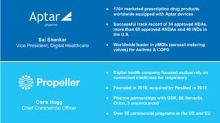 ● 170+ marketed prescription drug products
worldwide equipped with Aptar devices
● Successful track record of 34 approved ...