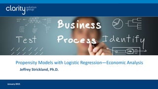 Click to edit Master text styles [Confidential]
Propensity Models with Logistic Regression—Economic Analysis
Jeffrey Strickland, Ph.D.
January 2015
 