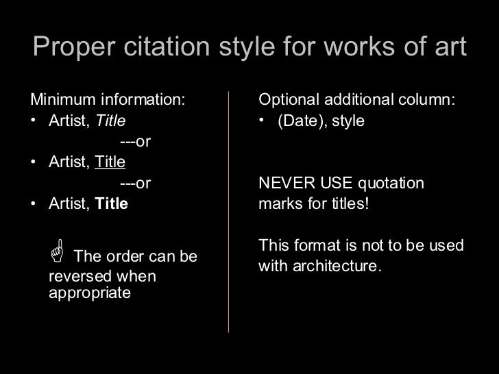 Proper Citation Style For Works Of Art Proper Citation Style For Works Of Art