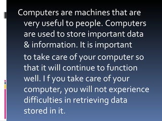 Proper Care Of Computers | PPT