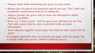 Proper etiquette and manners (Hotel Employee) | PPTX