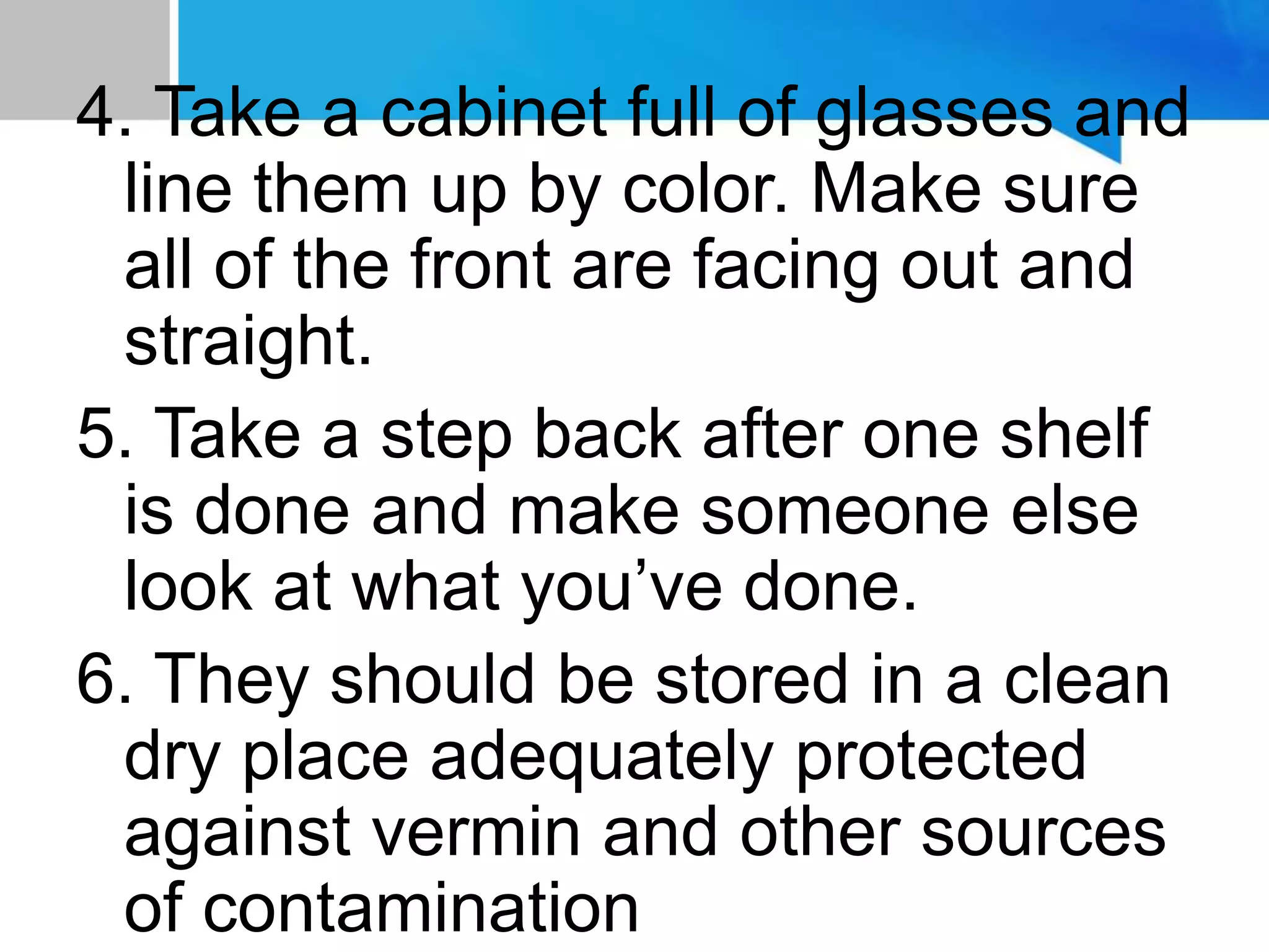 Proper storage of kitchen tools and equipment PPT