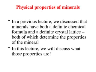 CLASSIFICATION OF ROCKS AND PROPERTIES OF MINERALS | PPT
