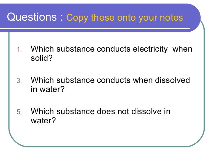 Which type of substance conducts electricity?