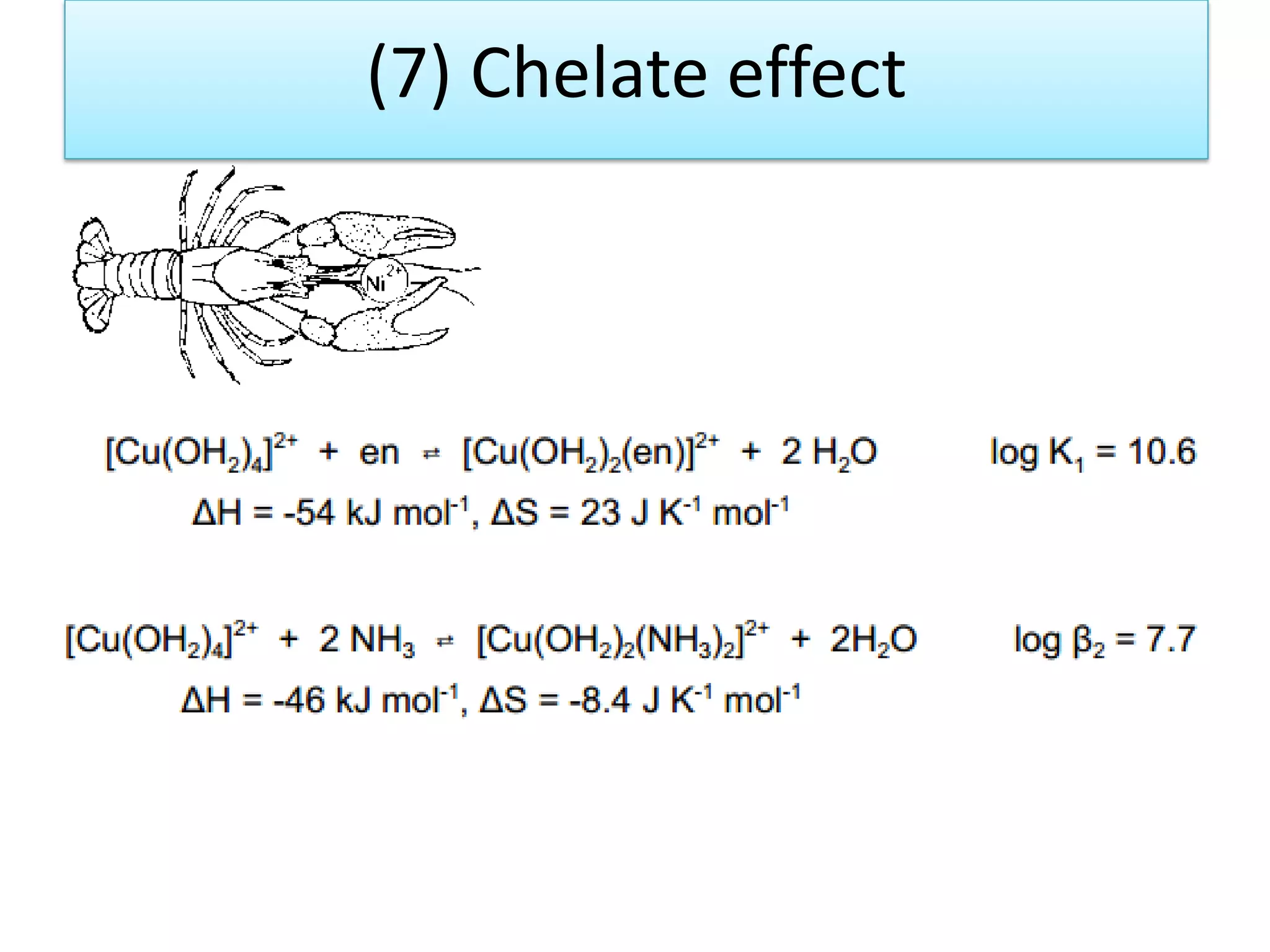 (7) Chelate effect
 