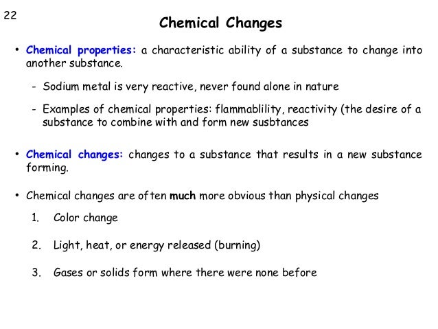 of properties chemical of what examples elements are of a 22 changes characteristic a ability properties chemical chemical