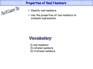 Properties of Real Numbers | PPT