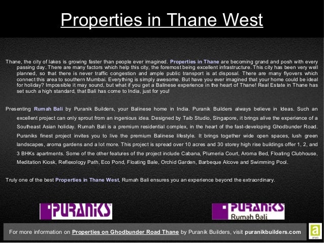 Properties on Ghodbunder Road Thane with a Balinese Lifestyle