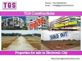 TGS Constructions
Properties for sale in Electronic City
 