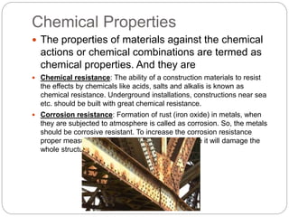 Properties of building materials part 2 | PPTX
