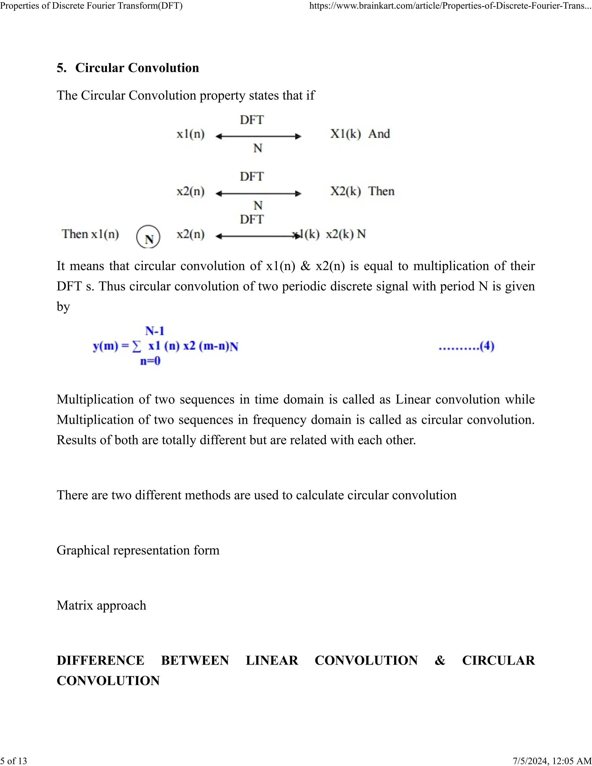 Properties of discrete fourier transform dft pdf