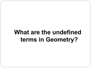 What are the undefined
terms in Geometry?
 