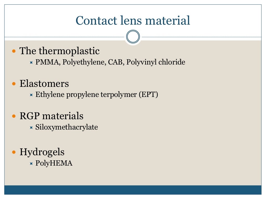 Properties of hydrogel and silicone hydrogel contact lens