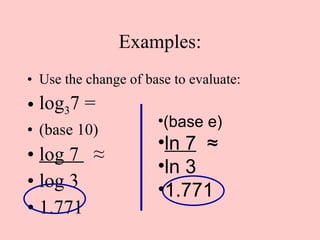 Properties of logarithms | PPT