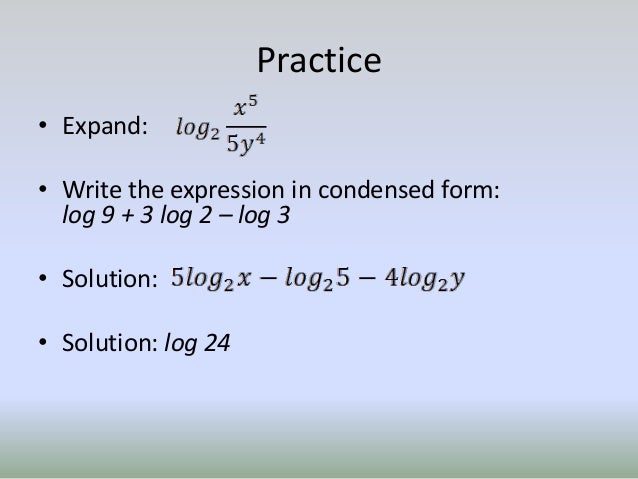 condense logarithms practice condense logarithms practice