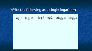 Properties of Logarithms Properties of Logarithms.pptProperties of ...