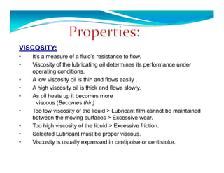 Properties of Lubricats and Lubrication | PDF