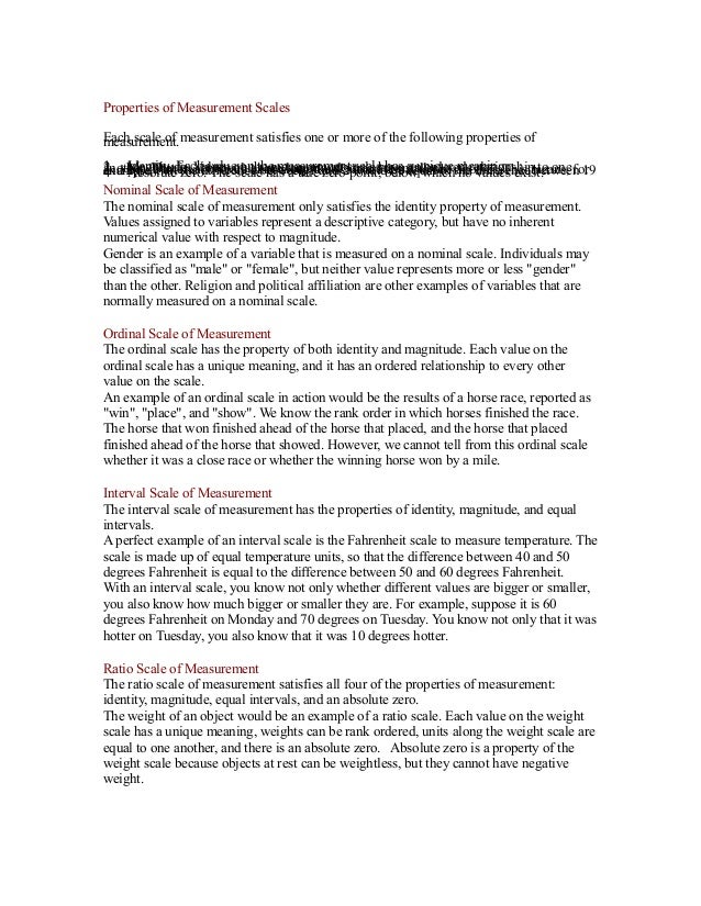 Properties of measurement scales