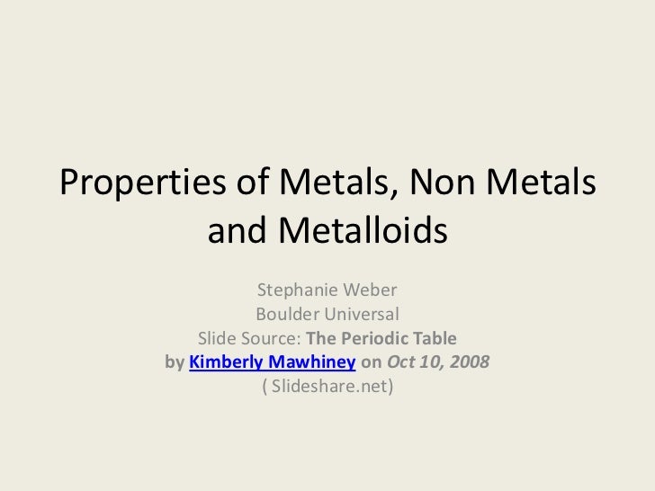 properties of metals non metals and metalloids