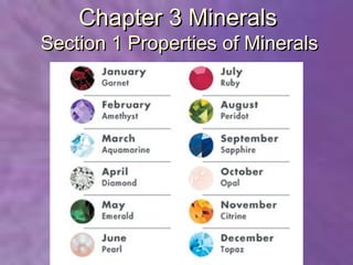 Chapter 3 Minerals
Section 1 Properties of Minerals
 