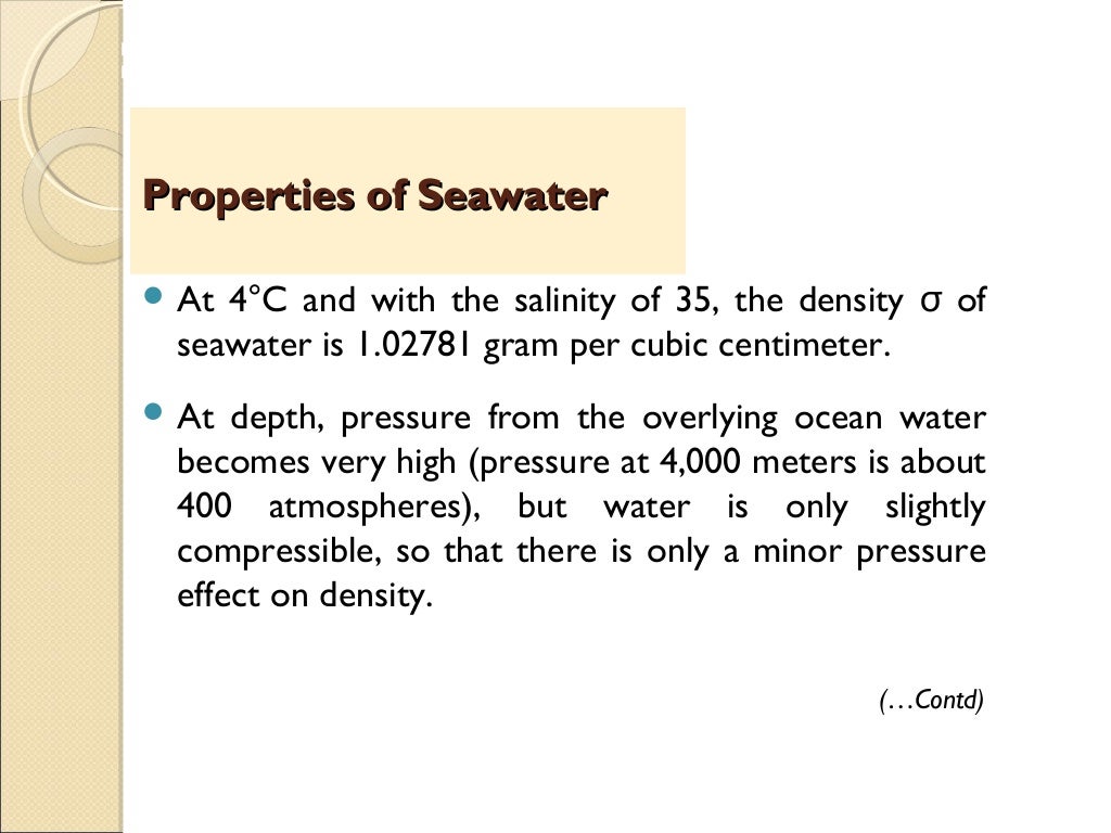 Properties of sea water