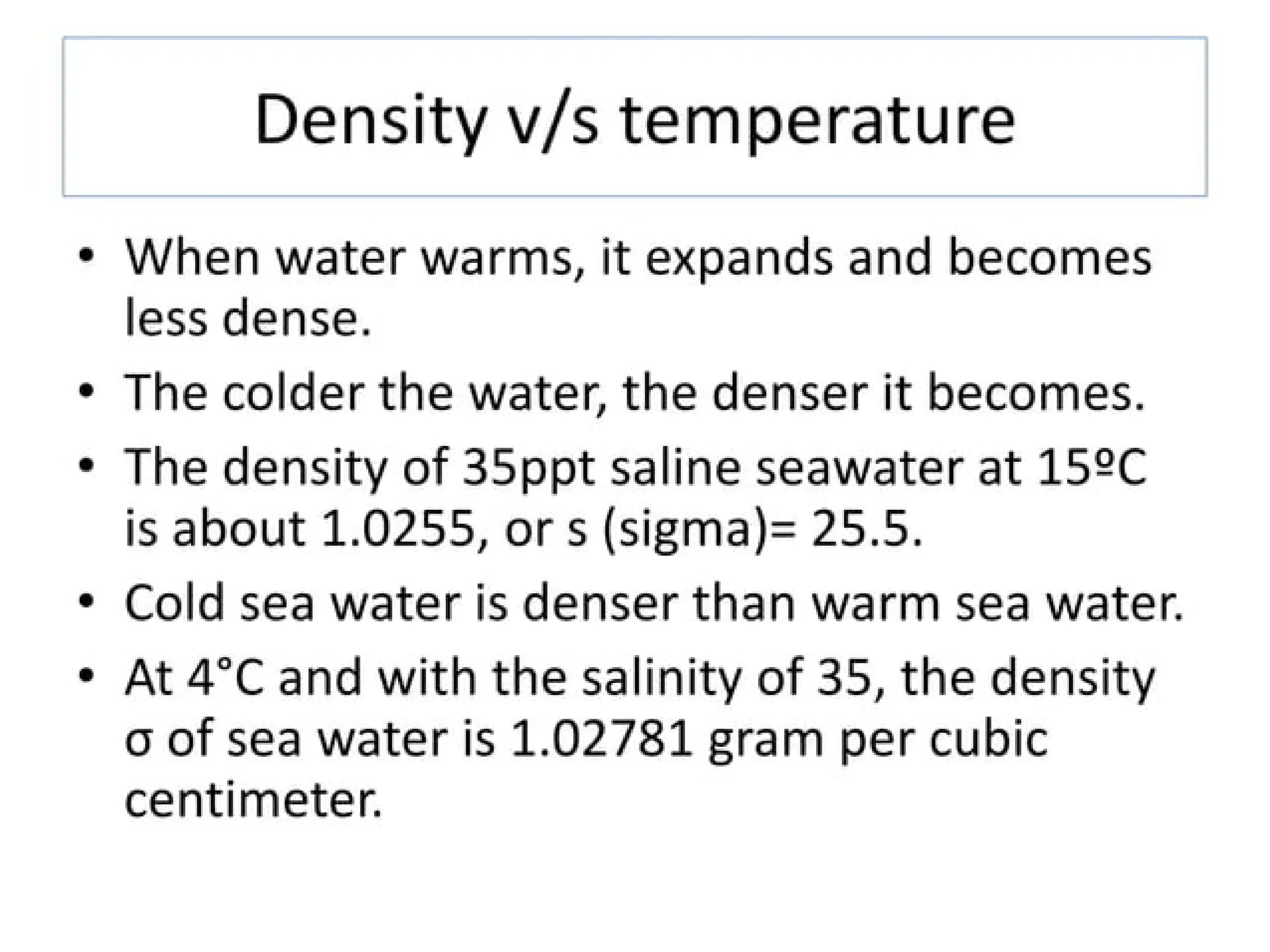 Properties and Various Distribution of Seawater