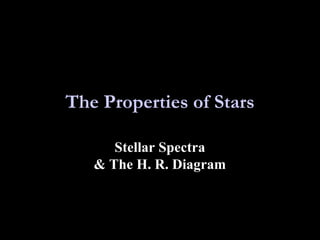 The Properties of Stars
Stellar Spectra
& The H. R. Diagram

 