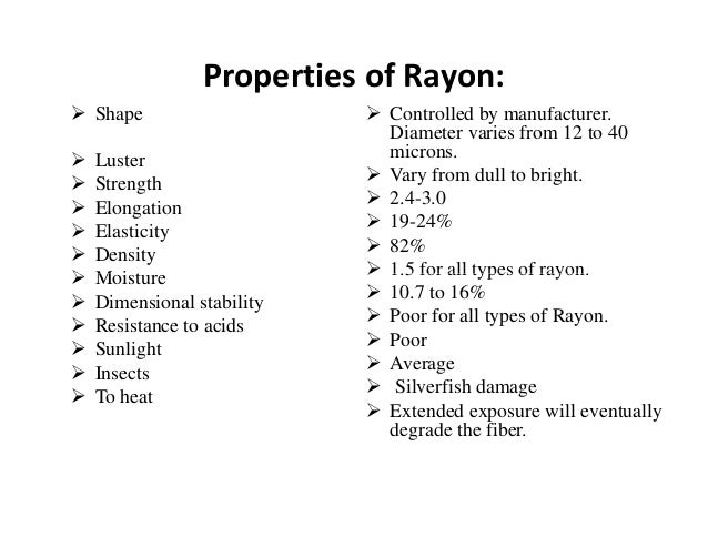 Physical Properties Of Rayon Physical Properties Of Rayon
