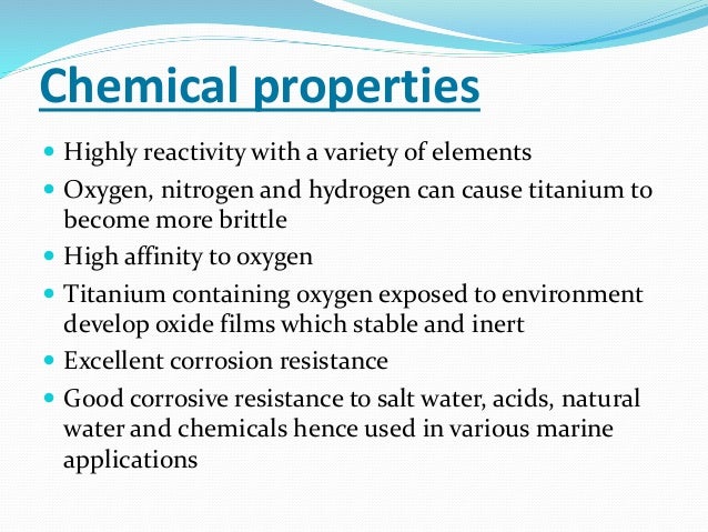 Physical And Chemical Properties Of Titanium Alloys Physical And Chemical Properties Of Titanium Alloys