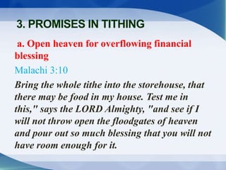 a. Open heaven for overflowing financial
blessing
Malachi 3:10
Bring the whole tithe into the storehouse, that
there may b...