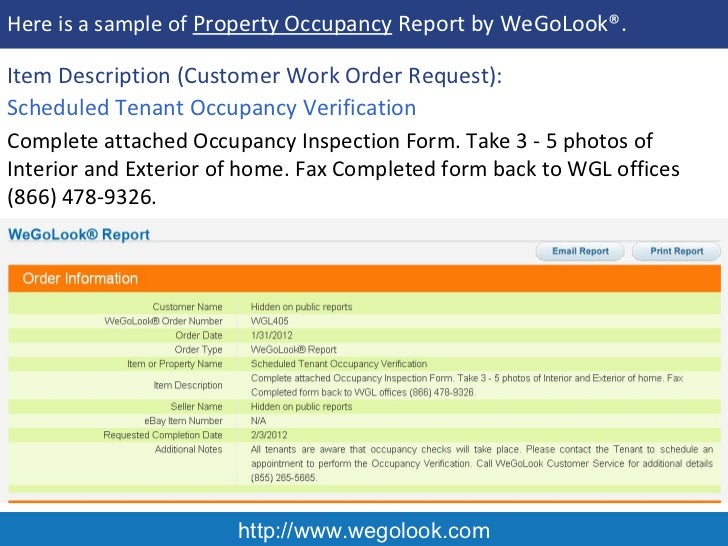 Property Occupancy Inspection and Verification Sample Report