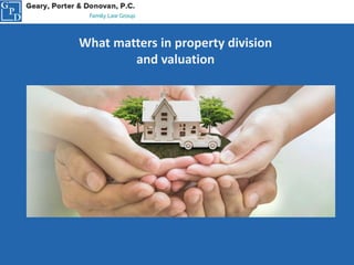What matters in property division
and valuation
 