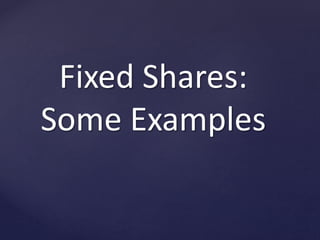 Fixed Shares:
Some Examples
 