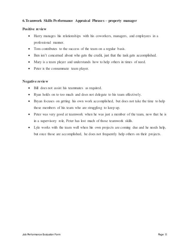 Property Manager Performance Appraisal Property Manager Performance Appraisal