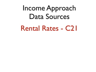 Income Approach
Data Sources
Rental Rates - C21
 