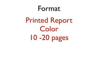 Format
Printed Report
Color
10 -20 pages
 