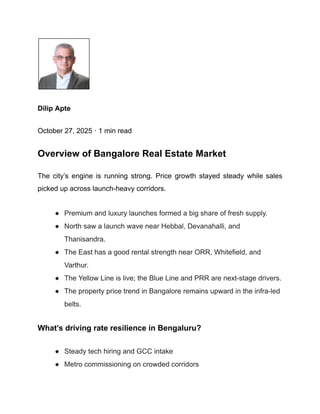 Overview of Bangalore Real Estate Market | PDF