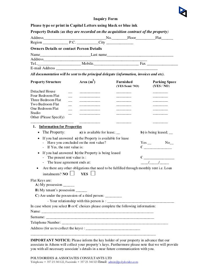 property service clients inquiry form english version inquiry form